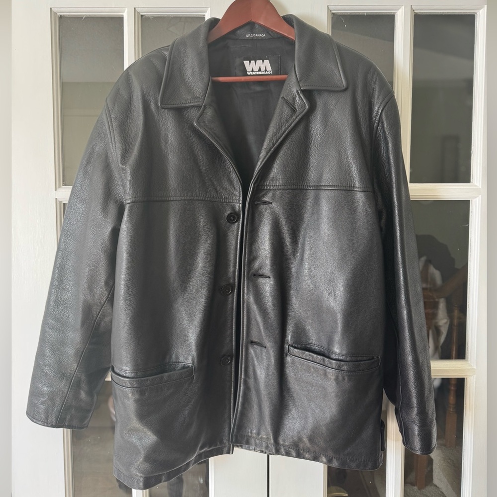 Weatherman Black Leather Jacket Medium